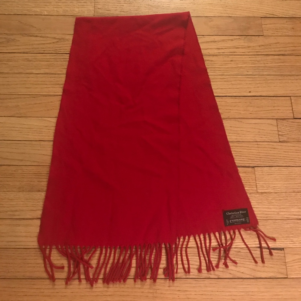 Christian Dior Cashmere Red Winter Scarf