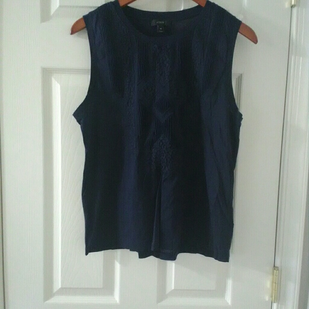 J.Crew Women's Navy Embroidered Tank