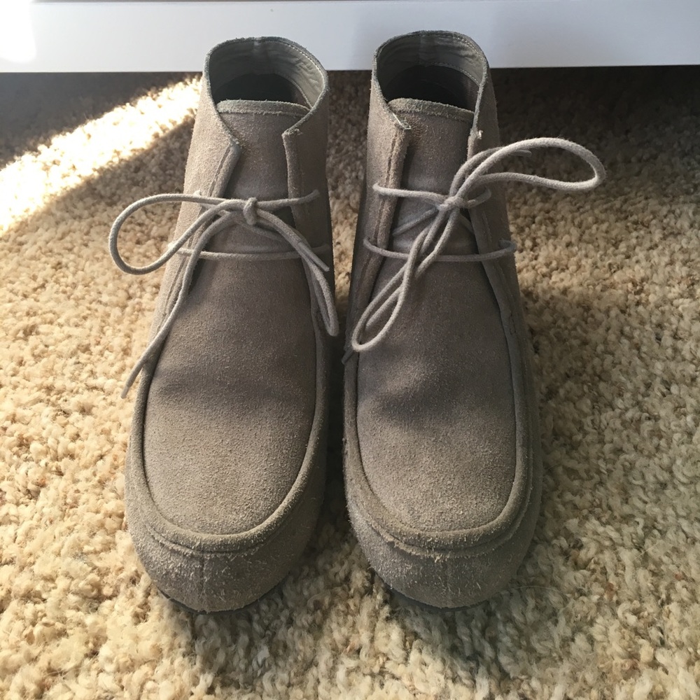 Taupe suede wedges
