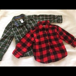 Boys 2T & 24 months Green & Buffalo Plaid flannels