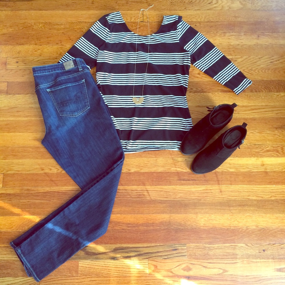 Striped scoop neck top