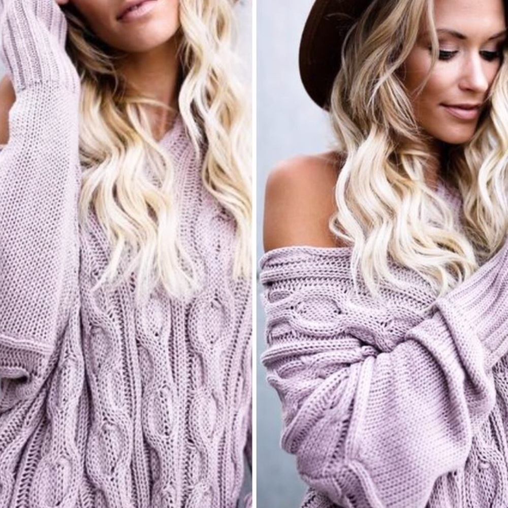 Mauve Cozy Cable Knit Sweater - Picture 2 of 4