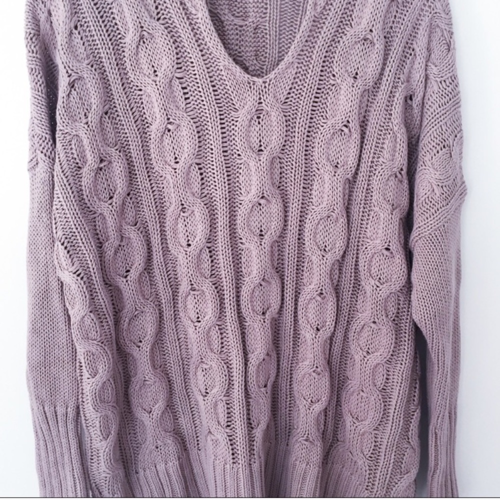 Mauve Cozy Cable Knit Sweater - Picture 4 of 4