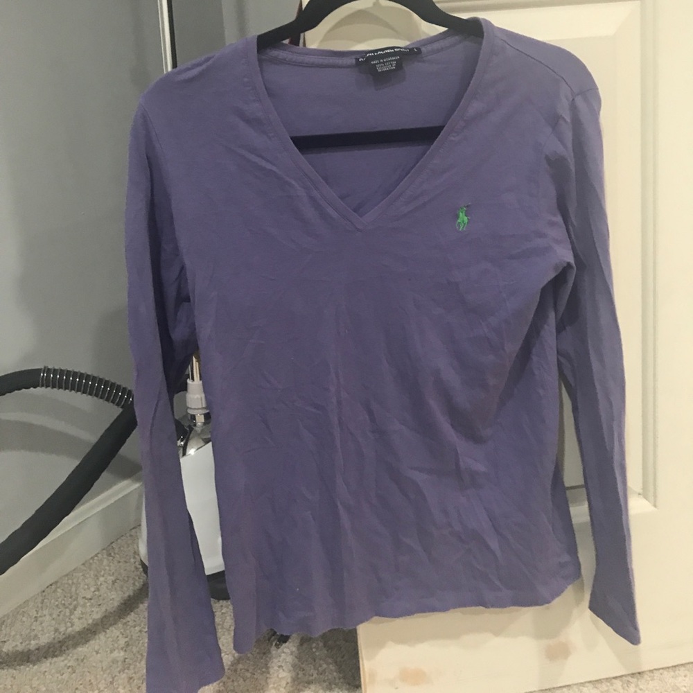 V-neck purple long sleeved