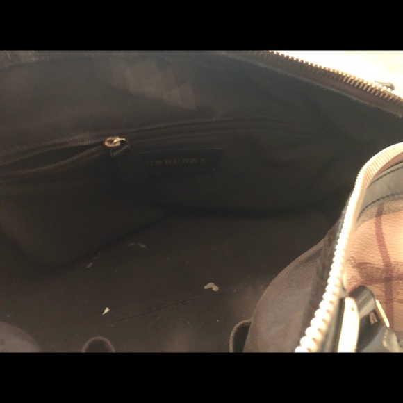 Burberry Brown Leather Haymarket Check Handbag - Picture 5 of 8