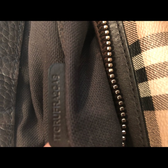 Burberry Brown Leather Haymarket Check Handbag - Picture 6 of 8