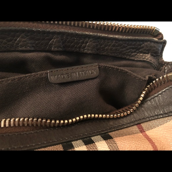 Burberry Brown Leather Haymarket Check Handbag - Picture 7 of 8