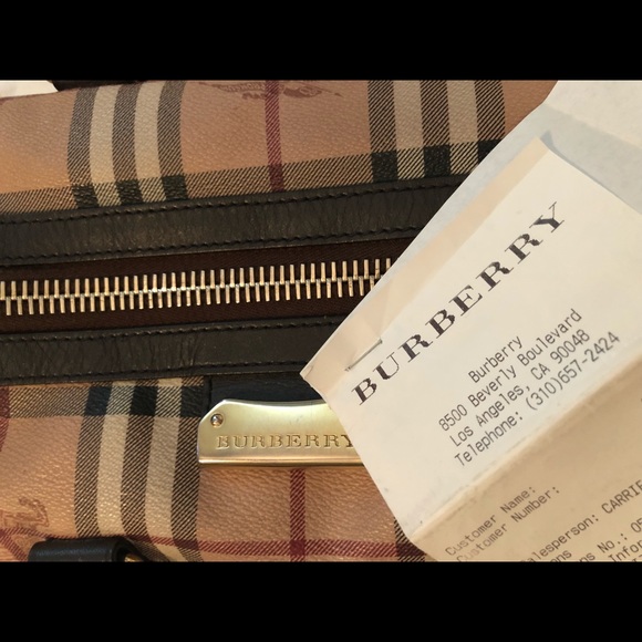 Burberry Brown Leather Haymarket Check Handbag - Picture 8 of 8