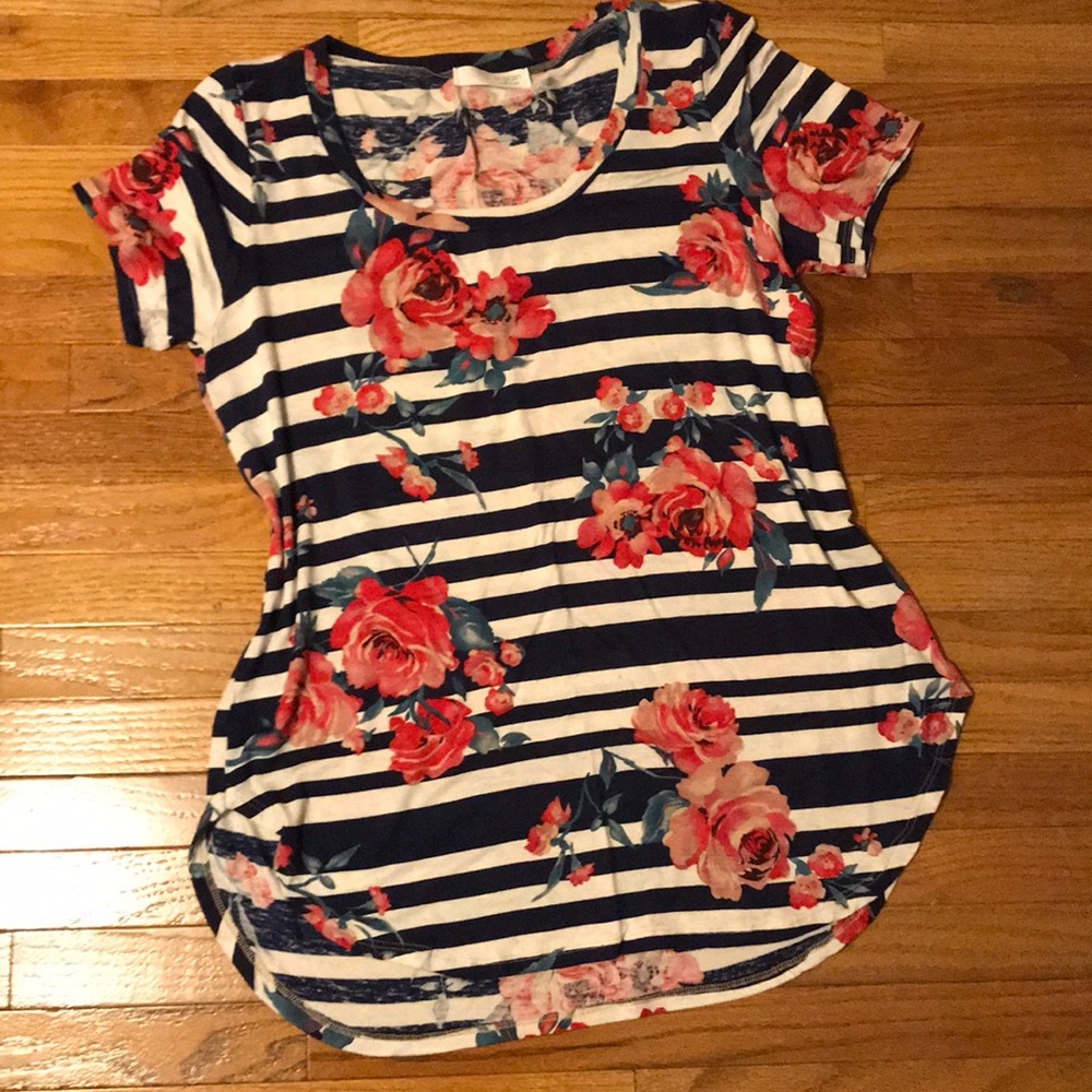 Striped and floral top NWOT