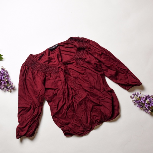 a.n.a Tops - A.N.A. Burgundy Elastic Top - Size Small
