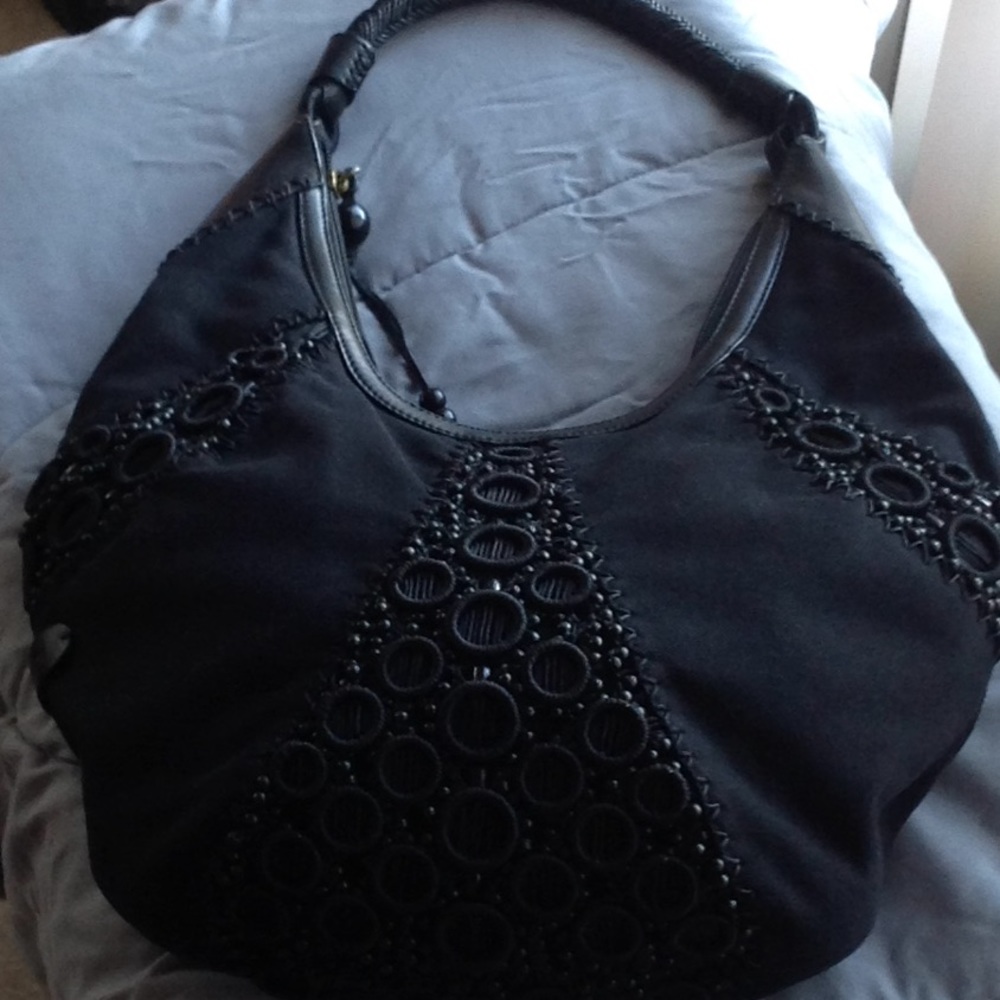 Cole Haan Black Alyssa Bead Hobo