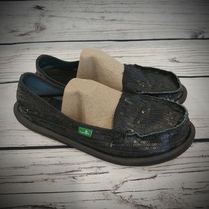 SANUK Black Sequins Black Sz 8 LIMELIGHT