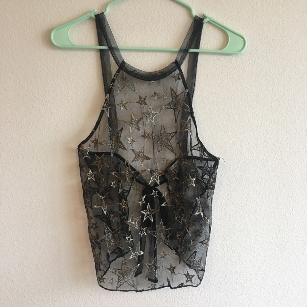 Sheer Mesh Black Top Urban Outfitters