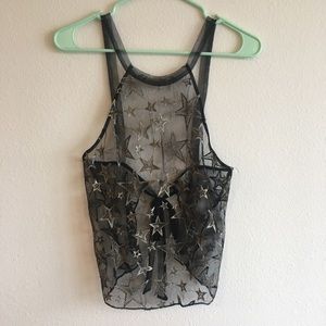 Sheer Mesh Black Top Urban Outfitters