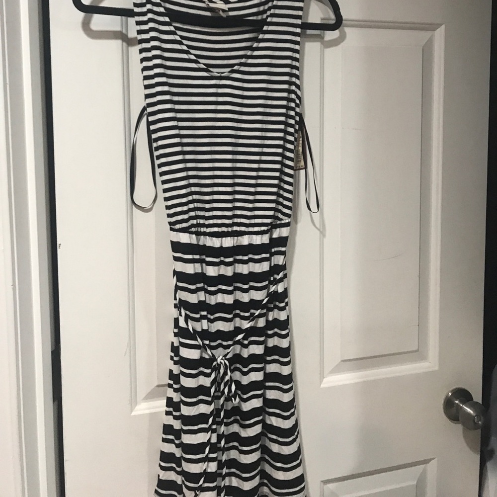Black and white striped dress