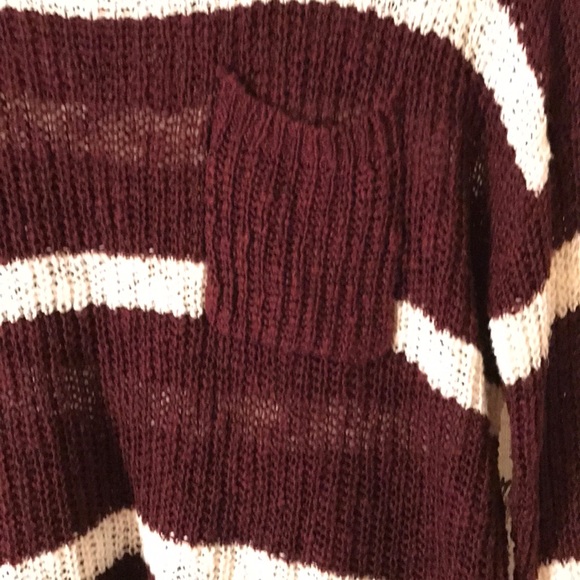 Maroon and White Rugby Stripped Sweater - Picture 3 of 5