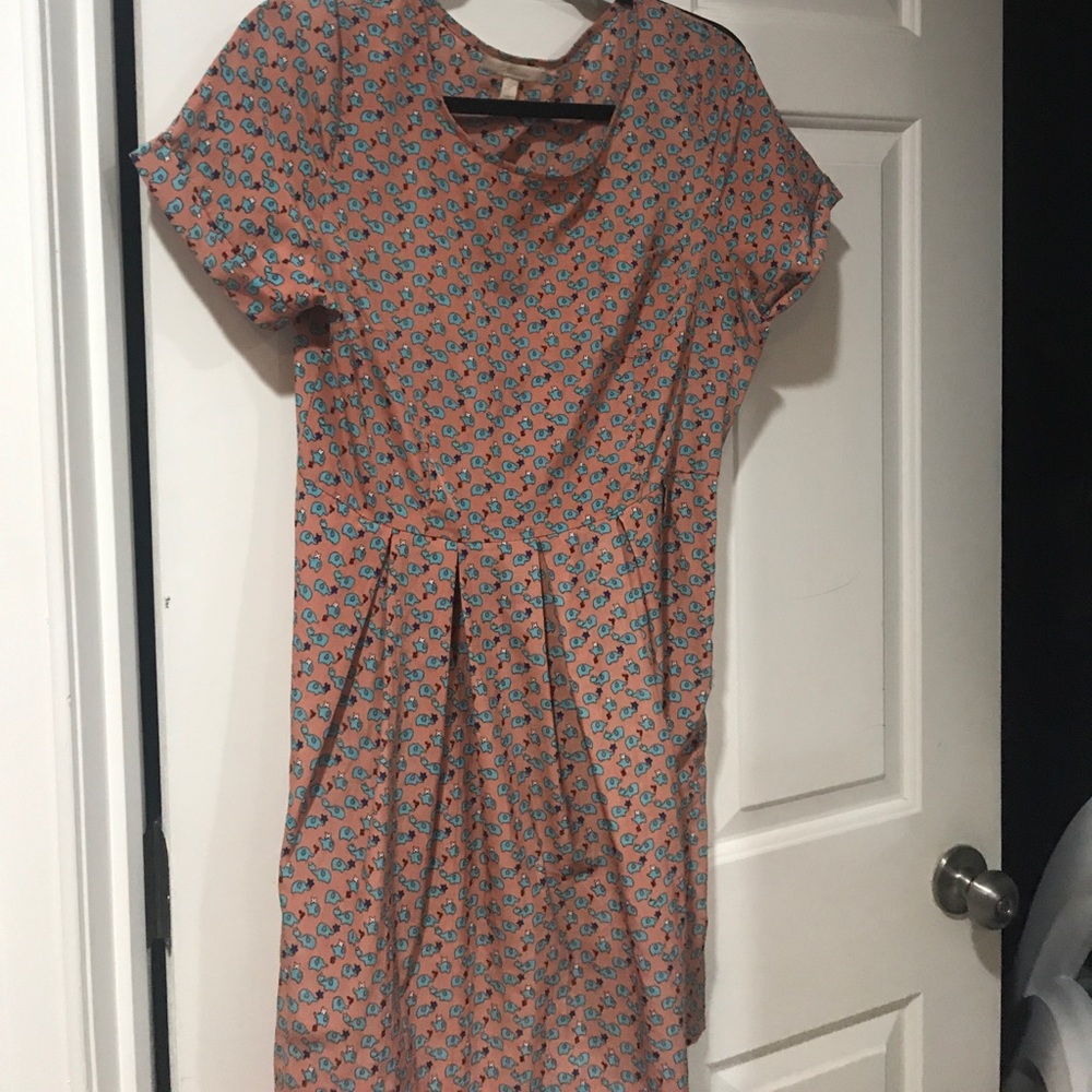 Light brown dress with elephants