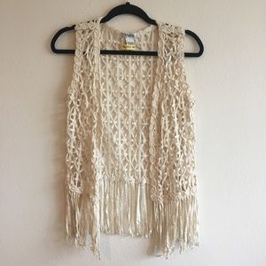 White Fringe Vest