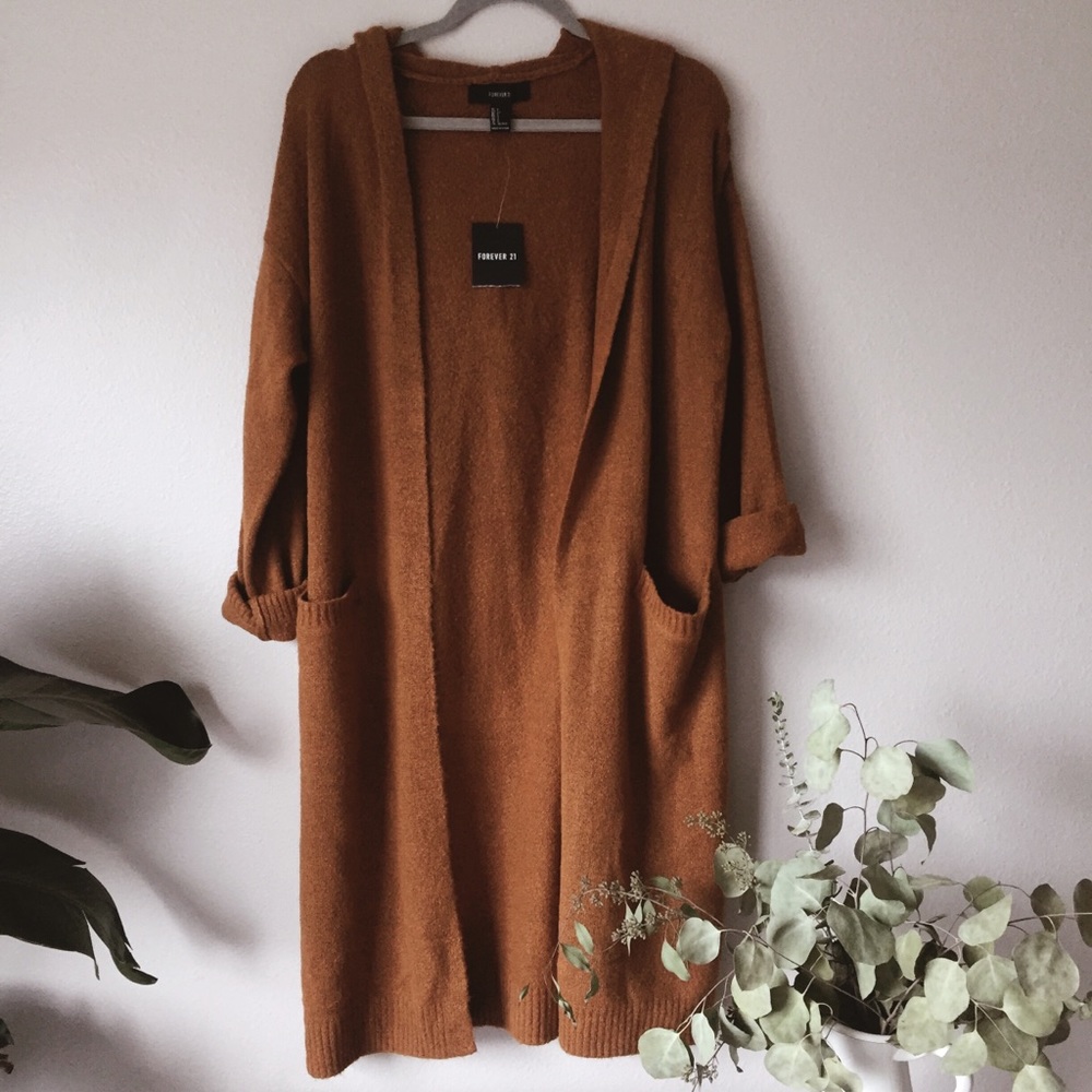 Long hooded cardigan