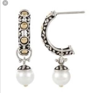 John Hardy silver small hoop earring pearl drop