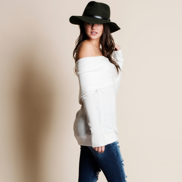 Off Shoulder Soft Sweater Top - Picture 2 of 4