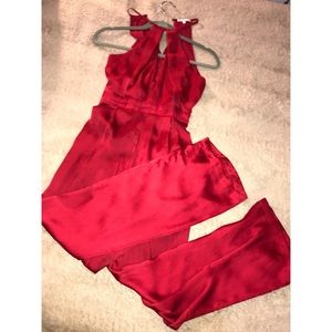 Red jump suit