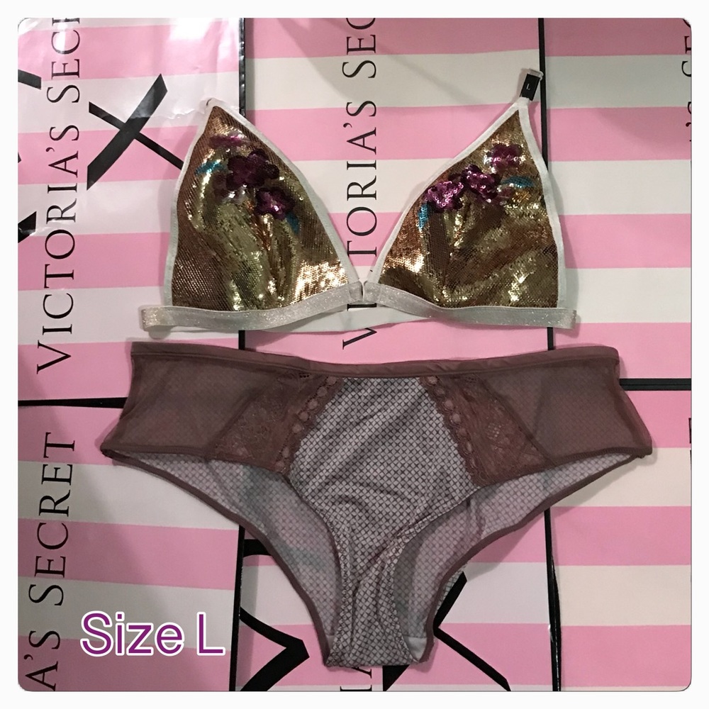 VS SEQUIN BRALETTE, CHEEKSTER PANTY LINGERIE SET - Picture 1 of 1