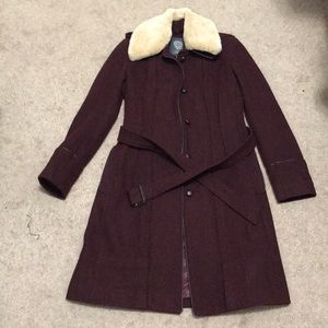 Vince Camuto Burgundy Wool Peacoat