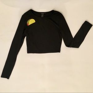 FOREVER 21 BLACK “TACO” CROP TOP