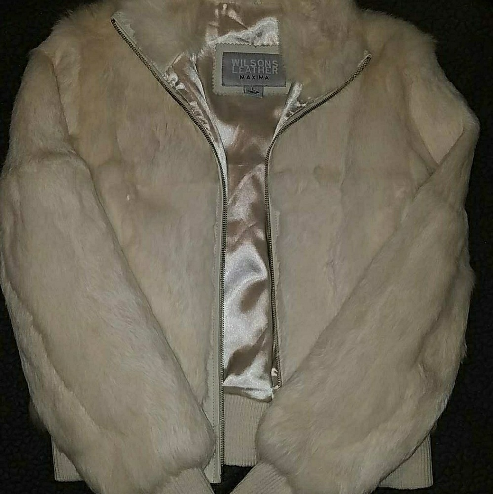 Wilson's White Fur & Leather Cropped Jacket