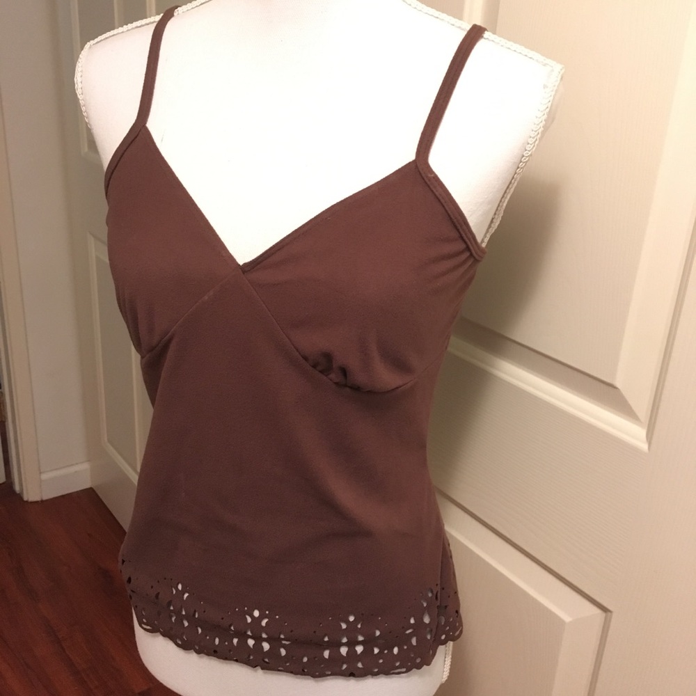 Brown microfiber faux suede summer top size M