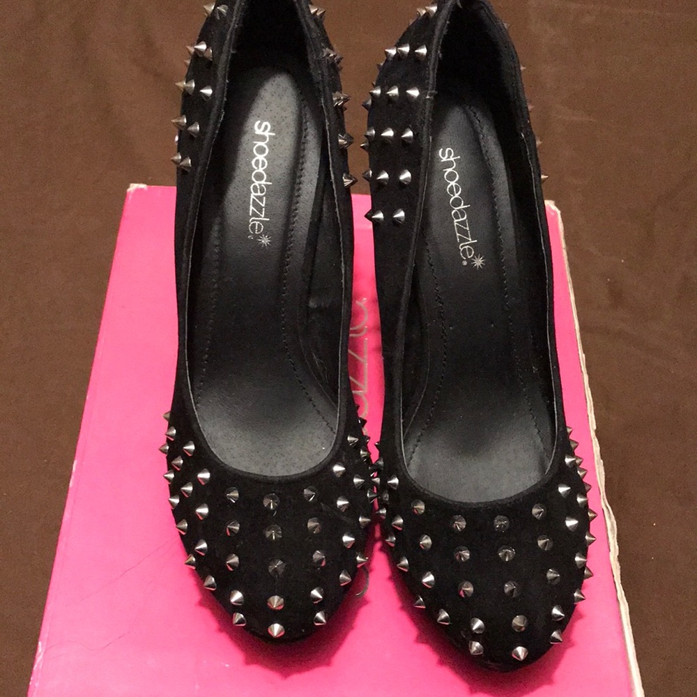 Spiked black platform heels