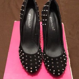 Spiked black platform heels