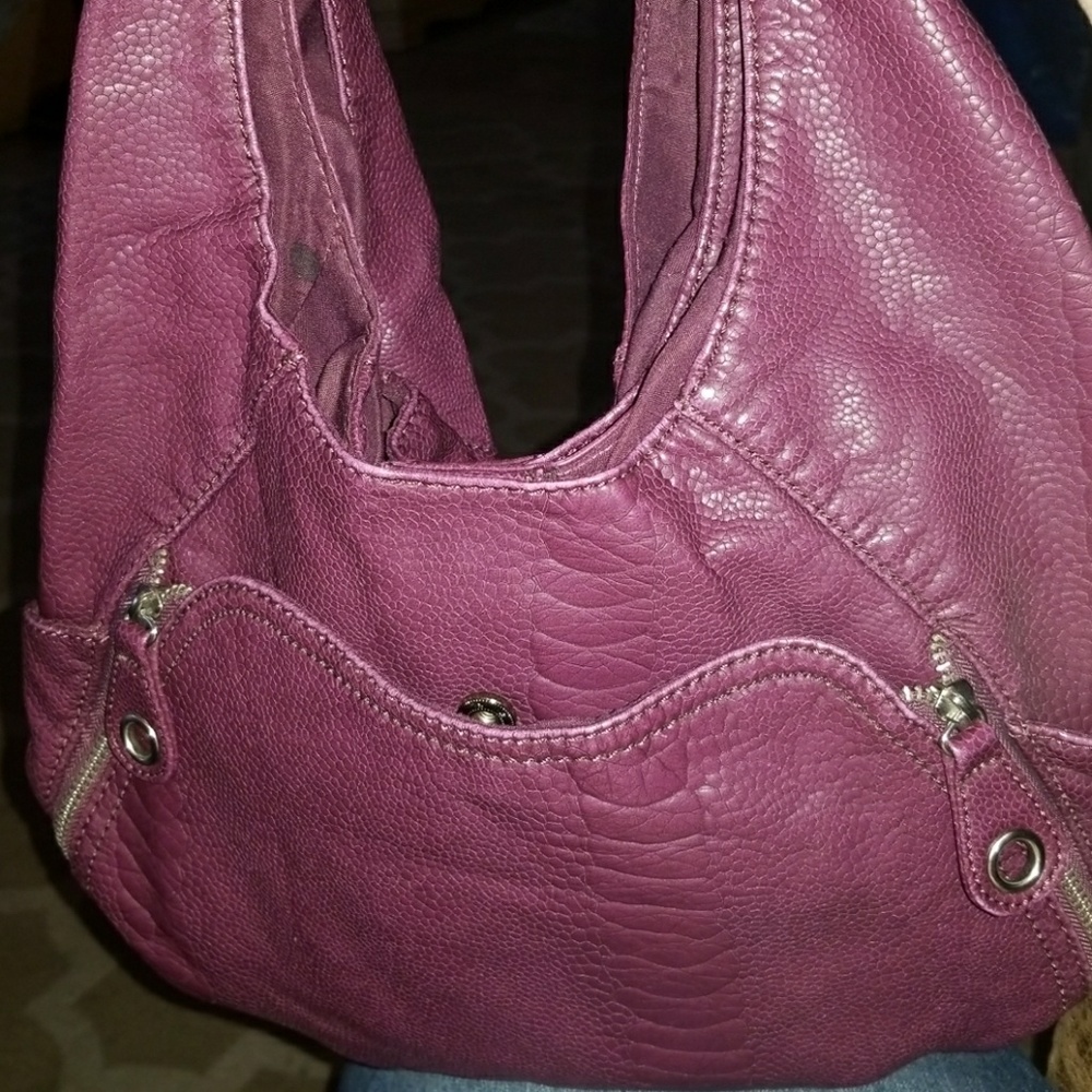 Purple leather purse