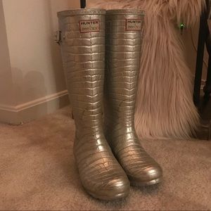 Authentic Silver Jimmy Choo Hunter Boots