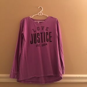 100% cotton long sleeve purple shirt