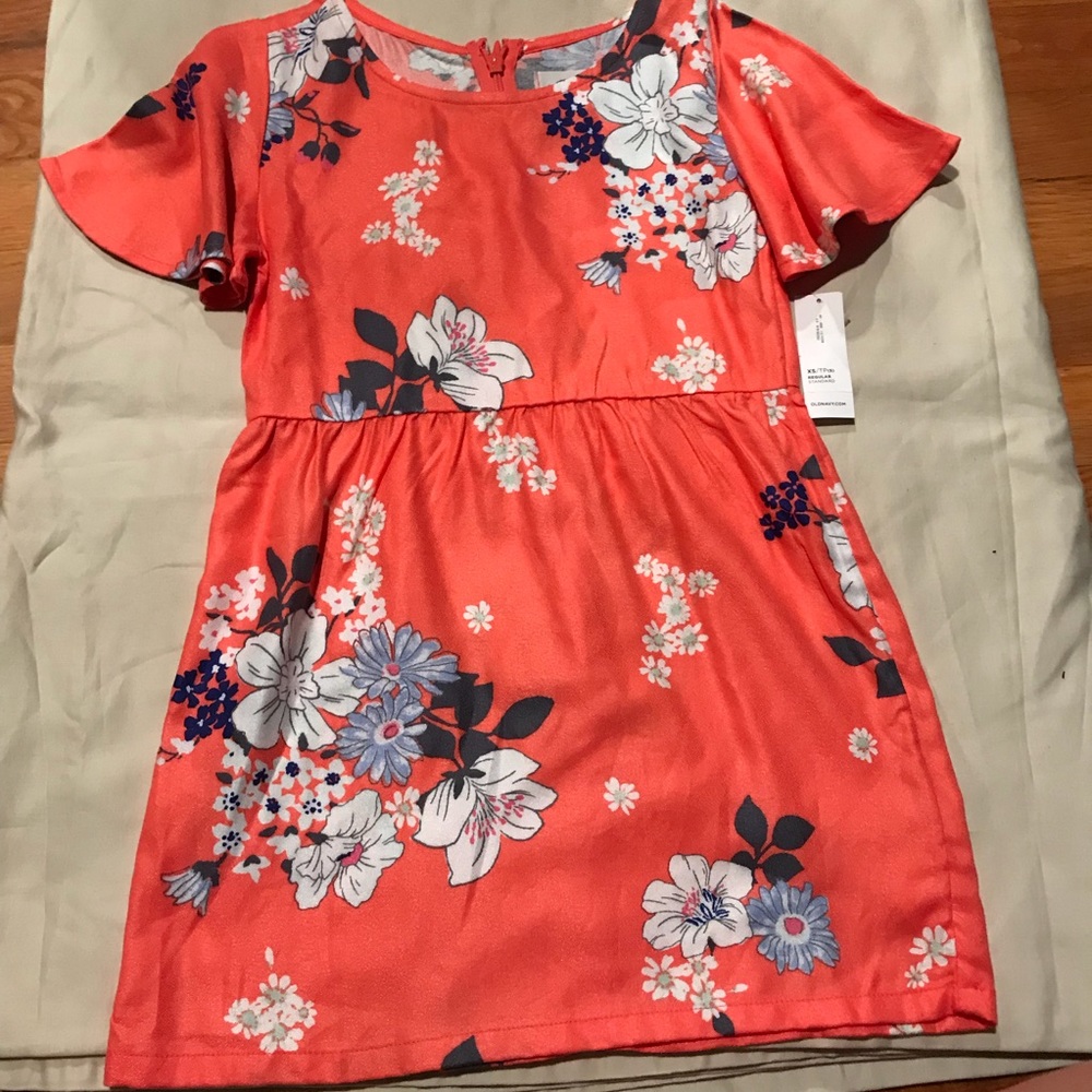 Old navy coral floral dress size XS 5 (NWT)