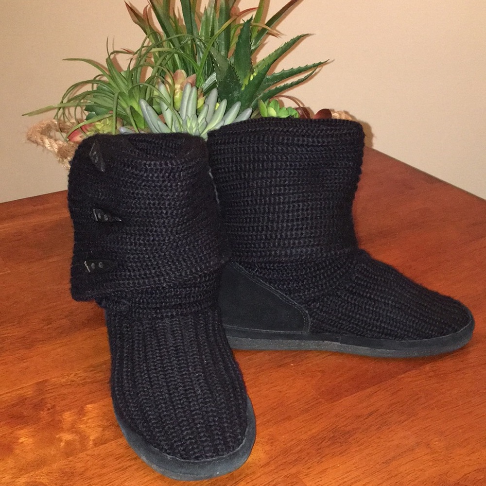 BearPaws black knitted boots.