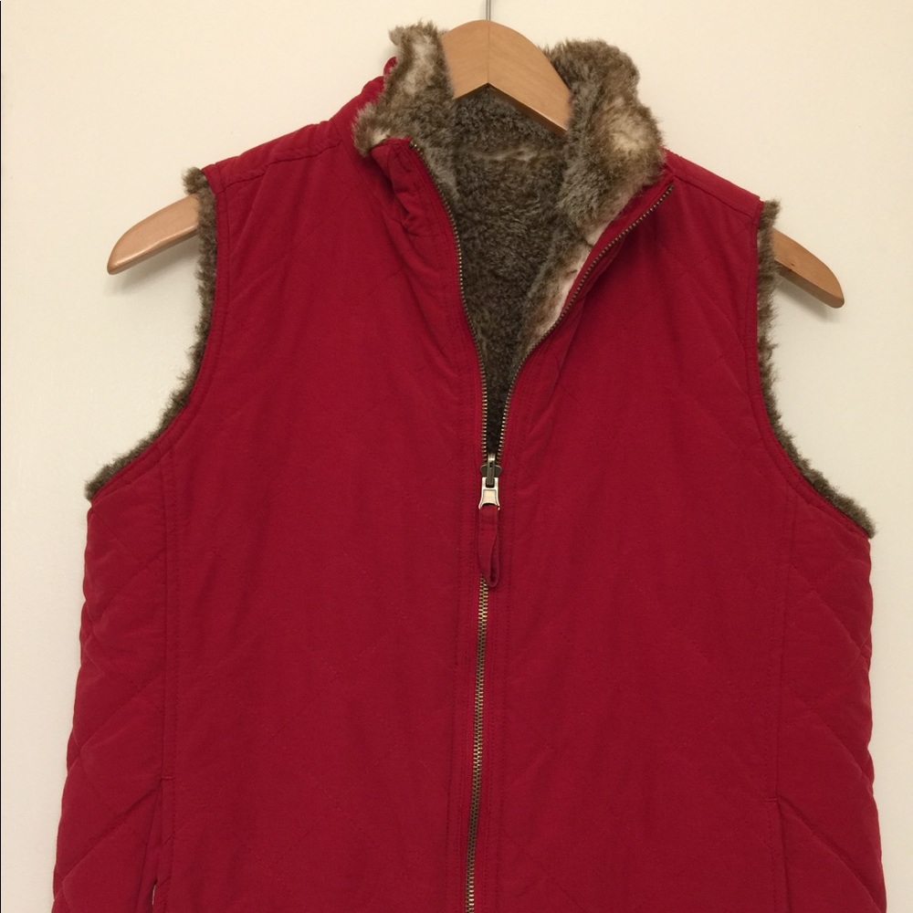 Charter Club Petite women full zip red jacket vest