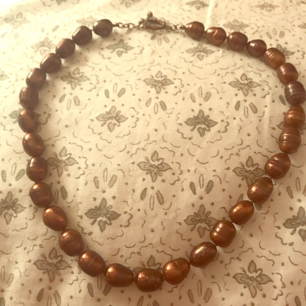 Chocolate baroque pearl necklace