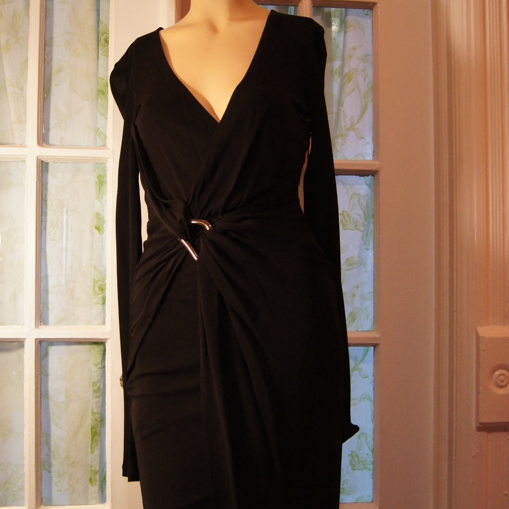 Sexy Halston Cocktail Dress in Midnight Black