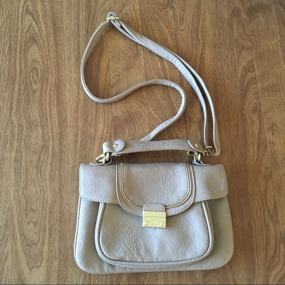 Olivia + Joy Leather Beige Crossbody Purse