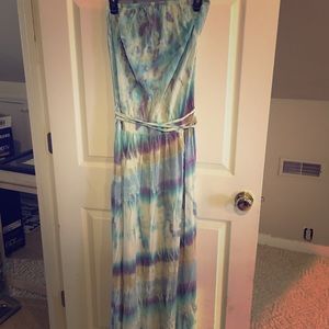 Strapless tie dye dress