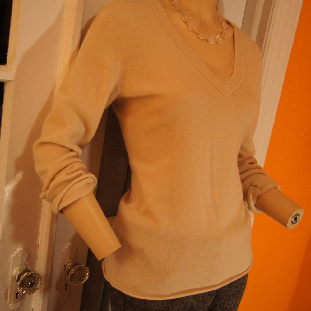 Jcrew Beige 100% Cashmere Long Sleeve Sweater