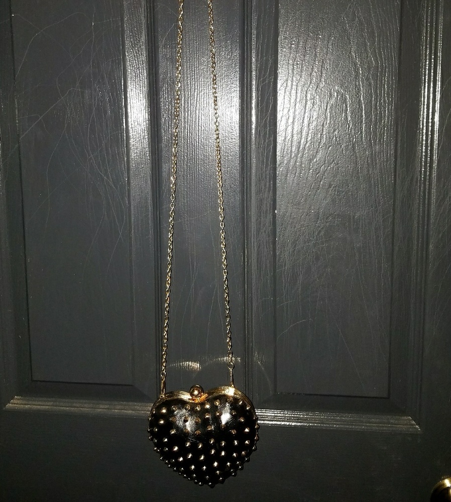 Black studded mini cross body purse