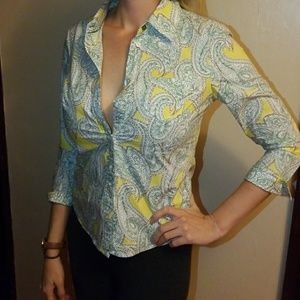 Boden unique beautiful yellow paisley top