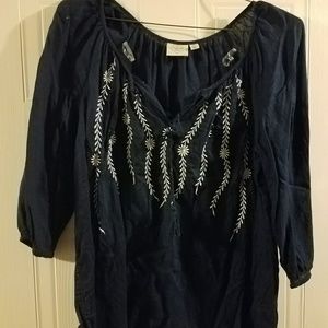 Navy blue peasant top