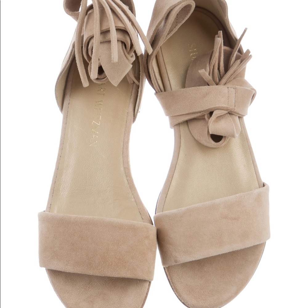 Stuart Weitzman Corbata Suede Ankle-Wrap Sandal