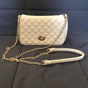 Pearl Chanel look a like cross bag.