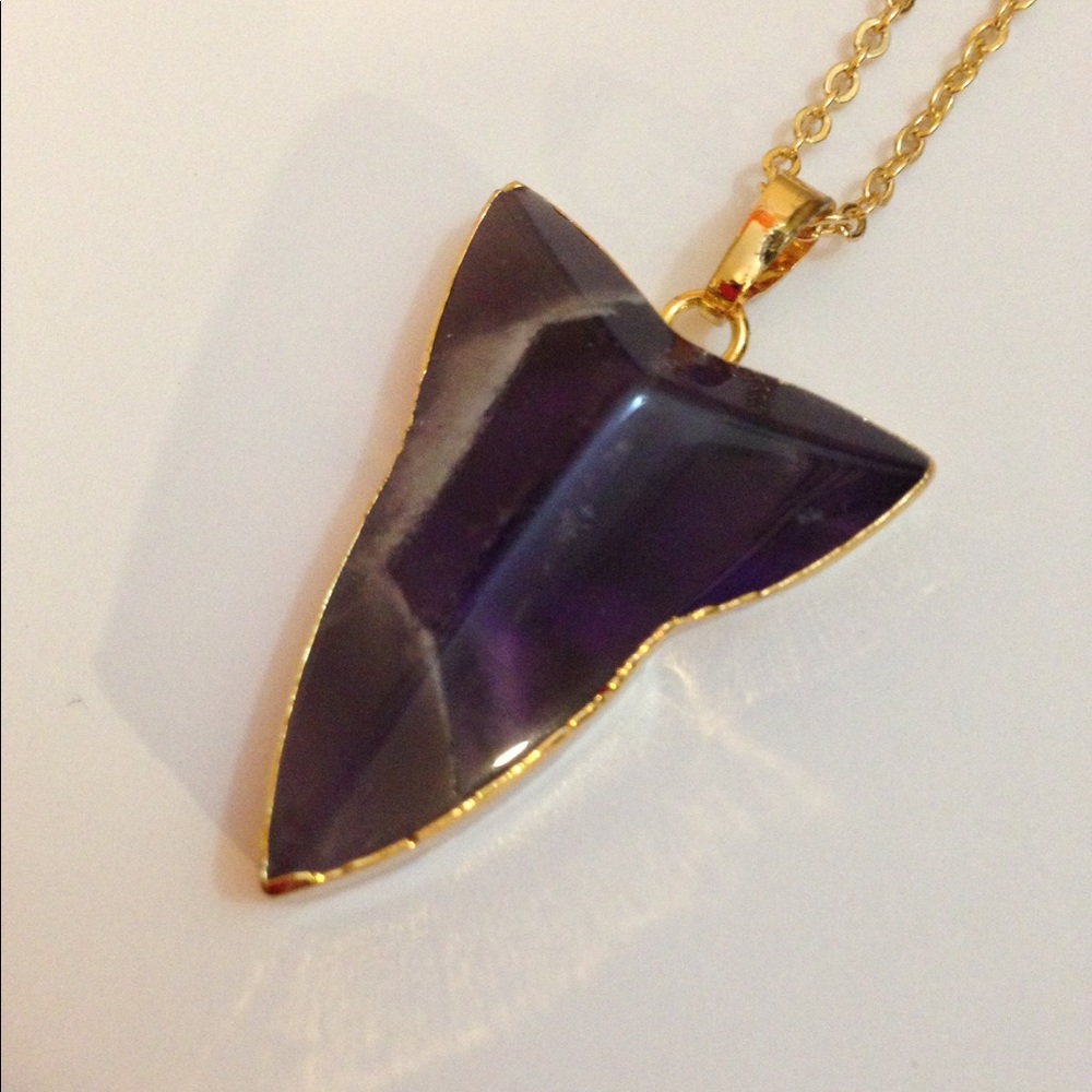 Stone Arrowhead Necklace Gold Chain